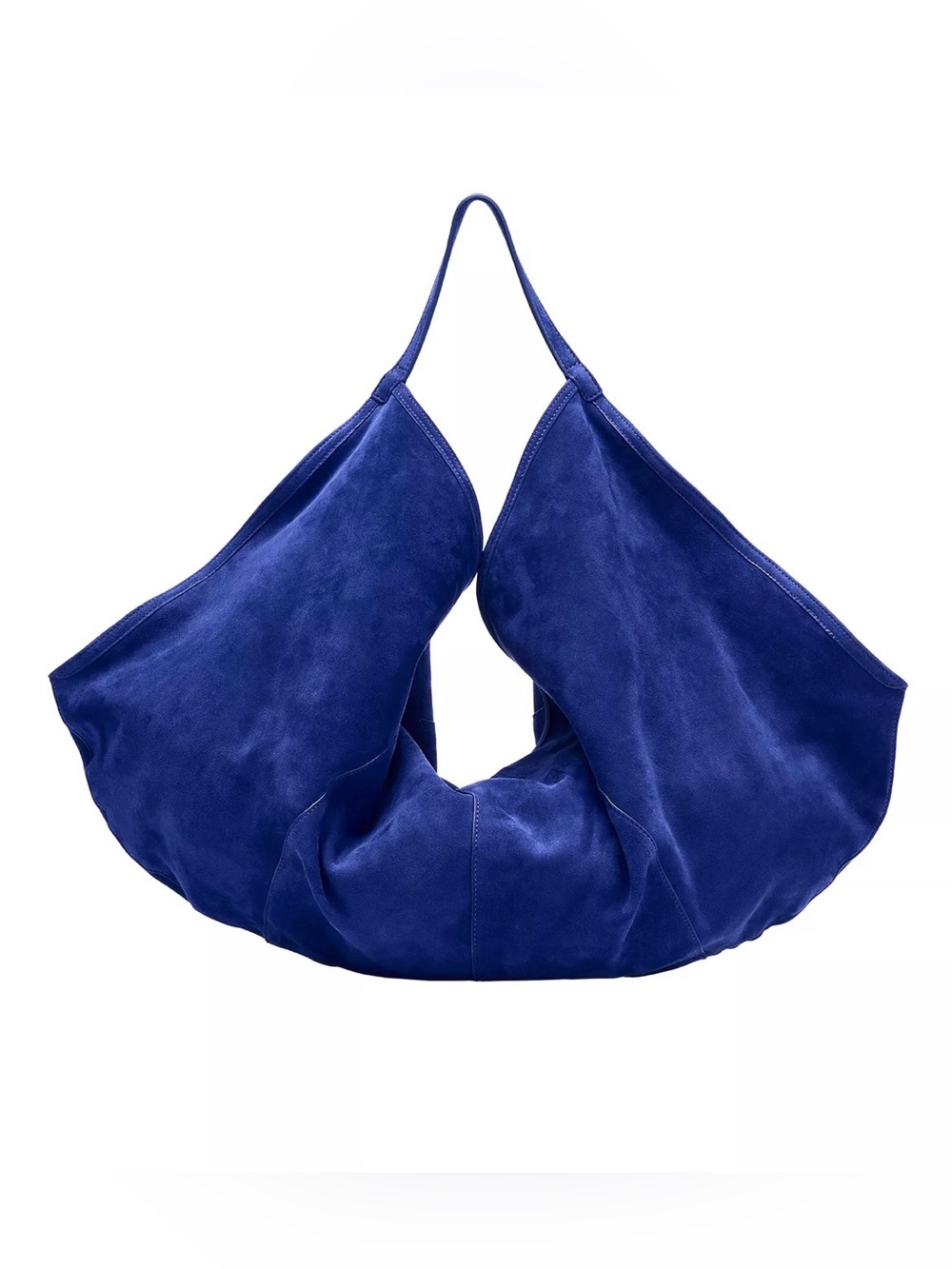 Zara Blue Suede Hobo Shoulder Bag - Women